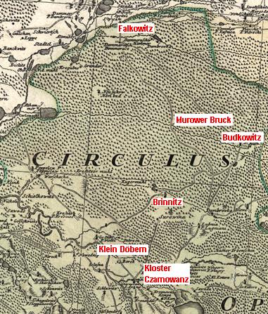 Kartenausschnitt von 1736